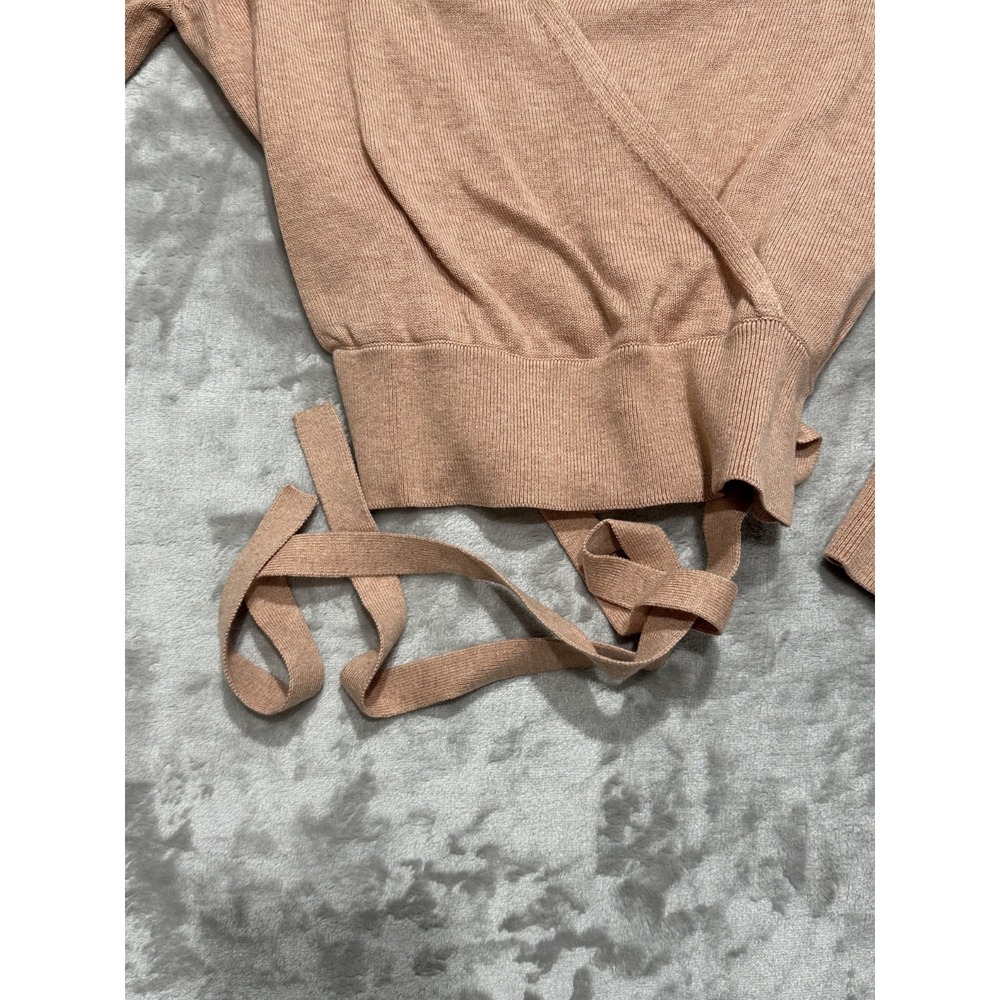 SPLENDID Top Pullover Women's Size Small Salmon Pink V-Neck Tie Off Long Sleeve - Picture 4 of 9